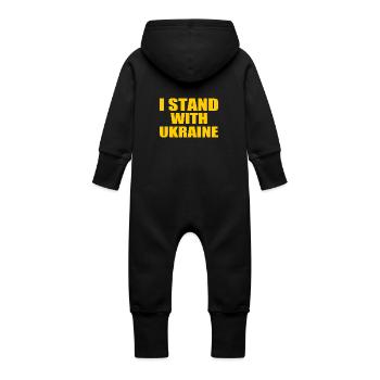 I stand with ukraine - Baby Organic Sweat Overalls With Hood - black - Back