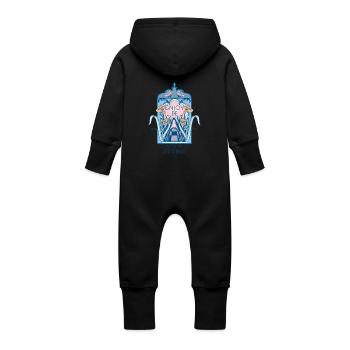 Enjoy spring - Baby Organic Sweat Overalls With Hood - black - Back