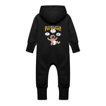 CD - wo bleibt mein Personal - Essen - Wickeln - - Baby Bio Sweat Overall mit Kapuze - Schwarz - Hinten