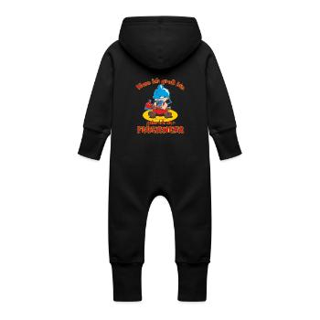 CD - Wenn ich groß bin gehe ich zur Feuerwehr - - Baby Bio Sweat Overall mit Kapuze - Schwarz - Hinten