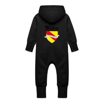 Über Baden lacht die Sonne, über Schwaben die Welt - Baby Bio Sweat Overall mit Kapuze - Schwarz - Hinten