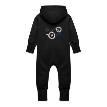 Bloc moteur de boîte de vitesses Gears - Grenouillère à capuche bio en molleton Bébé - noir - Dos
