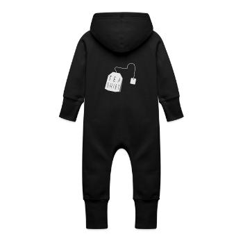 Tea Shirt - Weiß/White - Teebeutel/Teabag - Baby Bio Sweat Overall mit Kapuze - Schwarz - Hinten