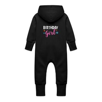 birthday girl - Grenouillère à capuche bio en molleton Bébé - noir - Dos
