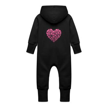 Coeur de coeurs - Grenouillère à capuche bio en molleton Bébé - noir - Dos