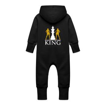 The chess king - Baby Organic Sweat Overalls With Hood - vanilla - Back