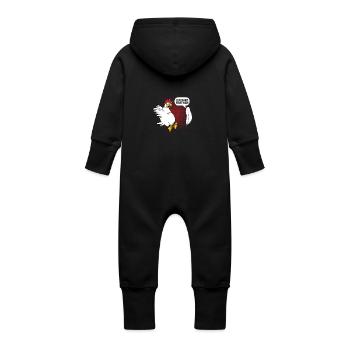 Plume de poussin - Grenouillère à capuche bio en molleton Bébé - noir - Dos