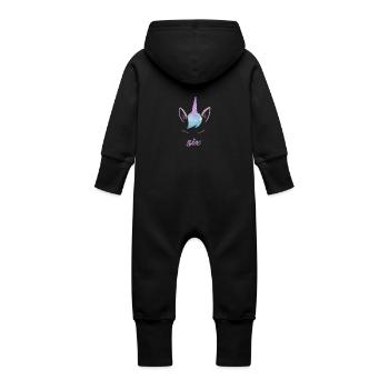 Unicorn Sixième anniversaire - 6 ans d'anniversaire - Grenouillère à capuche bio en molleton Bébé - noir - Dos