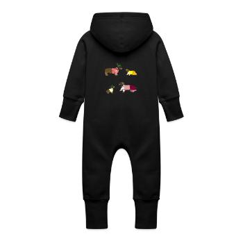 bayerische Dackelfamilie - Baby Bio Sweat Overall mit Kapuze - Schwarz - Hinten