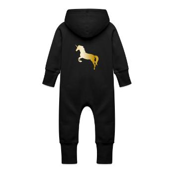 unicorn - Baby Organic Sweat Overalls With Hood - black - Back