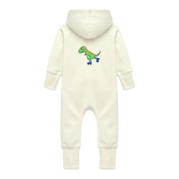 Inline Skating dinosaure - Grenouillère à capuche bio en molleton Bébé - vanille - Dos