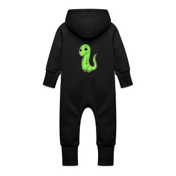 Hagedis - Baby bio sweat kruippakje met capuchon - vanille-milchshake - Achter