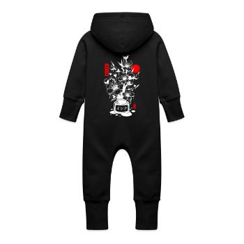 Encre cerisier japonais - blanc - Grenouillère à capuche bio en molleton Bébé - vanille - Dos