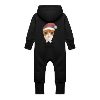 Chat impertinent - Joyeux Noël ! - Grenouillère à capuche bio en molleton Bébé - noir - Dos
