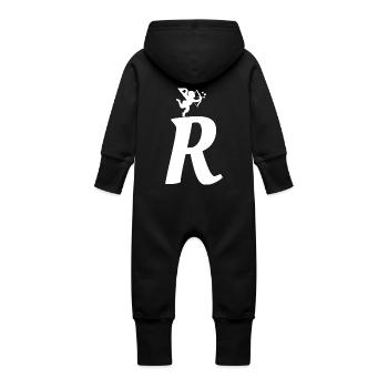 R - Grenouillère à capuche bio en molleton Bébé - noir - Dos