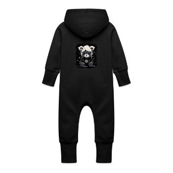 Ours en peluche Emo mignon - Grenouillère à capuche bio en molleton Bébé - noir - Dos