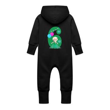 Anniversaire Numéro 6 glace reine fille Elsa - Grenouillère à capuche bio en molleton Bébé - noir - Dos