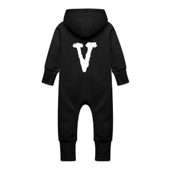 V - Baby Bio Sweat Overall mit Kapuze - Schwarz - Hinten