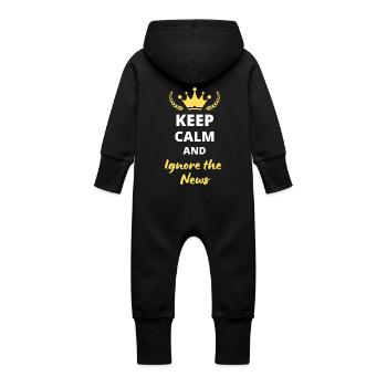 Keep Calm and Ignore the News - Baby Organic Sweat Overalls With Hood - vanilla - Back