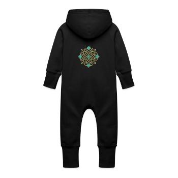 Motif Oriental - Grenouillère à capuche bio en molleton Bébé - noir - Dos