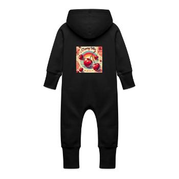 Süße Kirsch-Vibes – Nostalgisch & Verspielt - Baby Bio Sweat Overall mit Kapuze - Vanille-Milchshake - Hinten