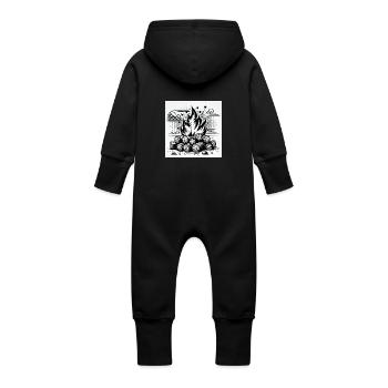 Campfire in comic book style: warmth & atmosphere - Baby Organic Sweat Overalls With Hood - vanilla - Back
