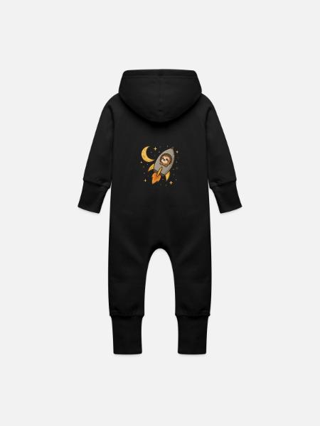 Baby Romper Luiaard - Baby bio sweat kruippakje met capuchon - zwart