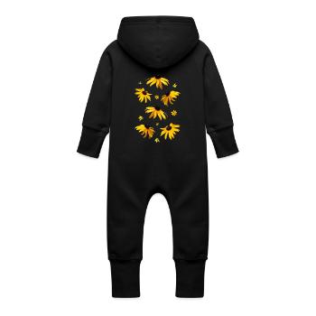 Fleurs jaunes d’échinacée - Grenouillère à capuche bio en molleton Bébé - noir - Dos