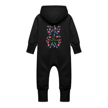Time for Strawberries - Baby Organic Sweat Overalls With Hood - black - Back