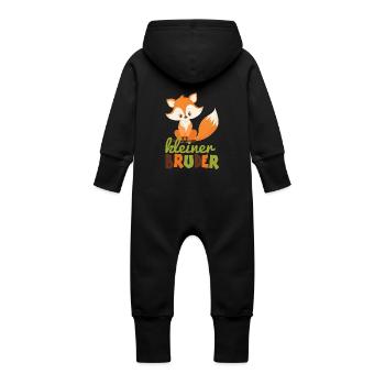 kleiner Bruder Fuchs - Baby Bio Sweat Overall mit Kapuze - Schwarz - Hinten