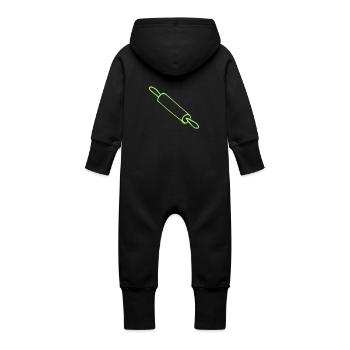 Nudelholz Weihnachten, Weihnachtsbäckerei - Baby Bio Sweat Overall mit Kapuze - Schwarz - Hinten