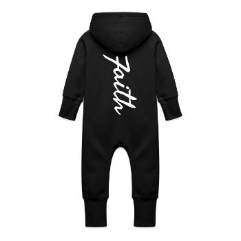 Faith - Baby Organic Sweat Overalls With Hood - vanilla - Back