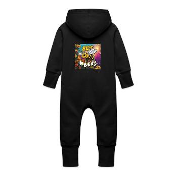 Bourdonnement d’abeille - Grenouillère à capuche bio en molleton Bébé - noir - Dos