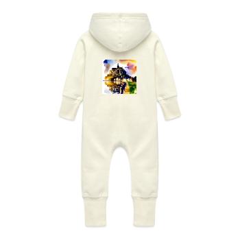 Mont Saint Michel, France - Grenouillère à capuche bio en molleton Bébé - vanille - Dos