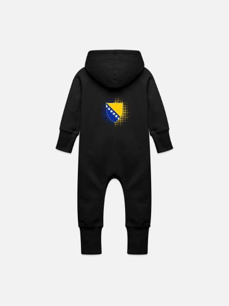 Bośnia - Økologisk sweatshirt-overall med hætte til baby - sort