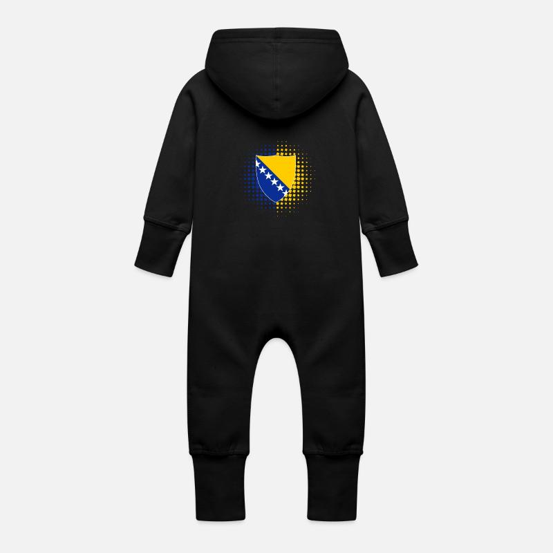 Bosnie - Grenouillère à capuche bio en molleton Bébé - noir