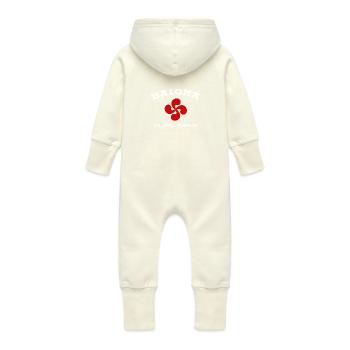 Baiona Bayonne rouge - Grenouillère à capuche bio en molleton Bébé - vanille - Dos