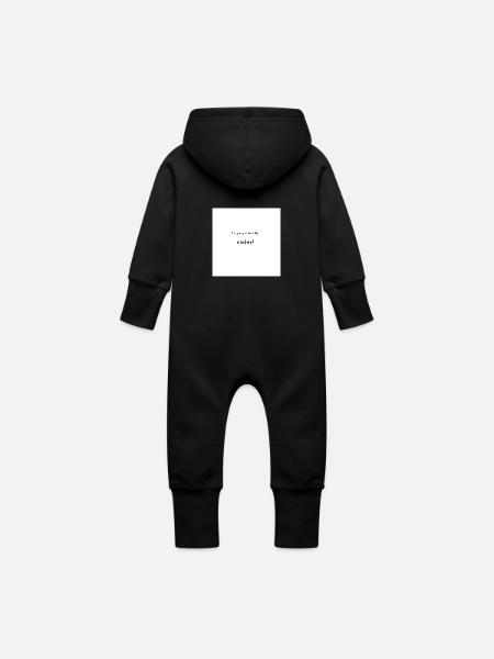 Storesøster Print - Økologisk sweatshirt-overall med hætte til baby - sort