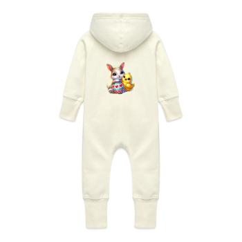 Oeuf de poussin de lapin de Pâques - Grenouillère à capuche bio en molleton Bébé - vanille - Dos