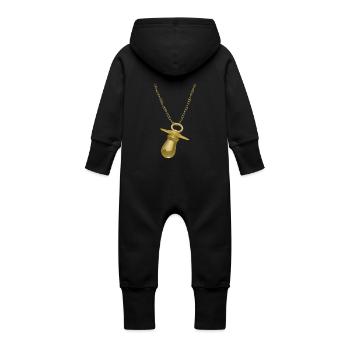 Collier en or pour le rappeur peu - Grenouillère à capuche bio en molleton Bébé - noir - Dos