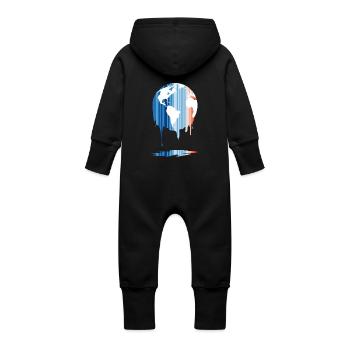 Réchauffement des rayures Changement de température mondiale 1850-2022 - Grenouillère à capuche bio en molleton Bébé - noir - Dos