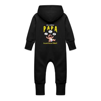 CD - ein echter Papa braucht keinen Schlaf - - - Baby Bio Sweat Overall mit Kapuze - Schwarz - Hinten