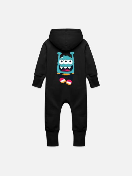 Monster whirlwind - Baby Organic Sweat Overalls With Hood - black