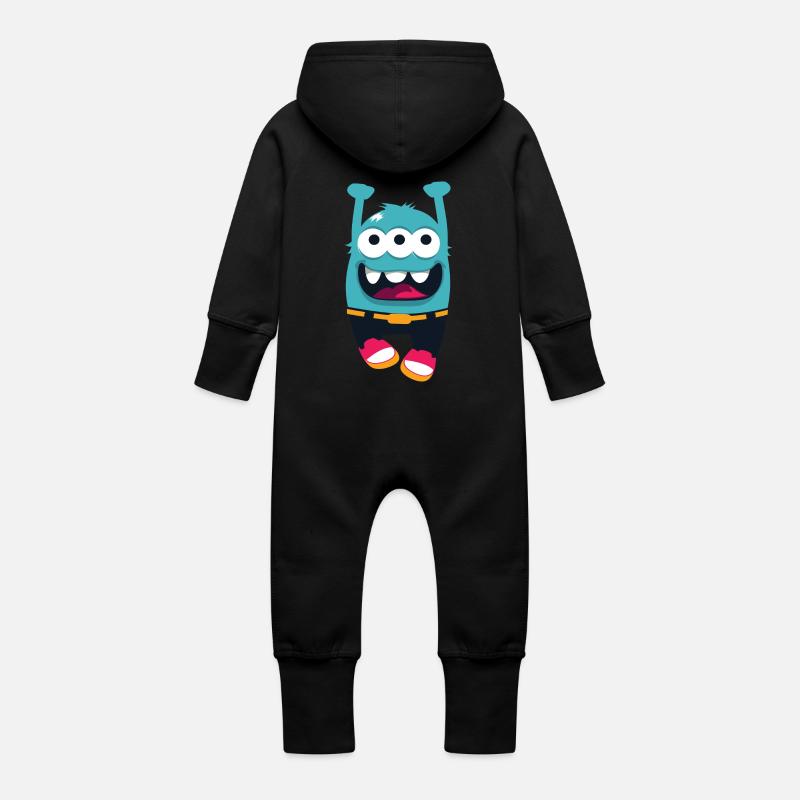monstre tourbillon - Grenouillère à capuche bio en molleton Bébé - noir