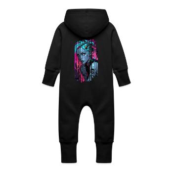 Cyber girl bleu néon - Grenouillère à capuche bio en molleton Bébé - noir - Dos