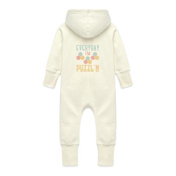 Tous les jours, je suis Puzzl’n Funny Puzzle Solver - Grenouillère à capuche bio en molleton Bébé - vanille - Dos