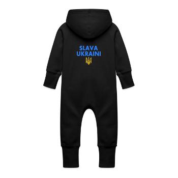 Slava ukraini - Grenouillère à capuche bio en molleton Bébé - noir - Dos