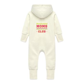 Overstimulated Moms Club Funny Motherhood Humor - Baby Organic Sweat Overalls With Hood - vanilla - Back