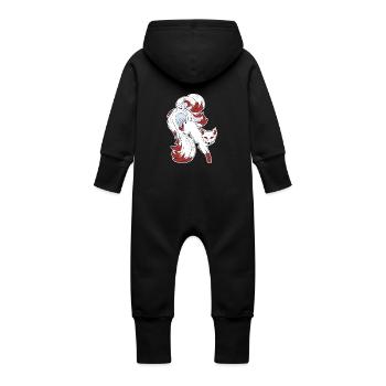 Nine-tailed fox - Baby Organic Sweat Overalls With Hood - vanilla - Back