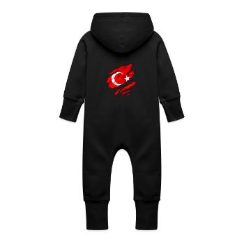 drapeau turc türkiye - Grenouillère à capuche bio en molleton Bébé - noir - Dos